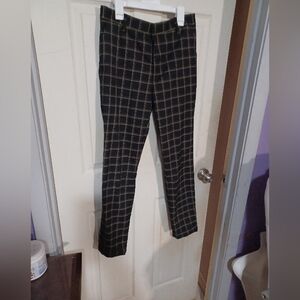 H&M Men's Black and Brown Plaid Dress Pants W38 L37 Slim